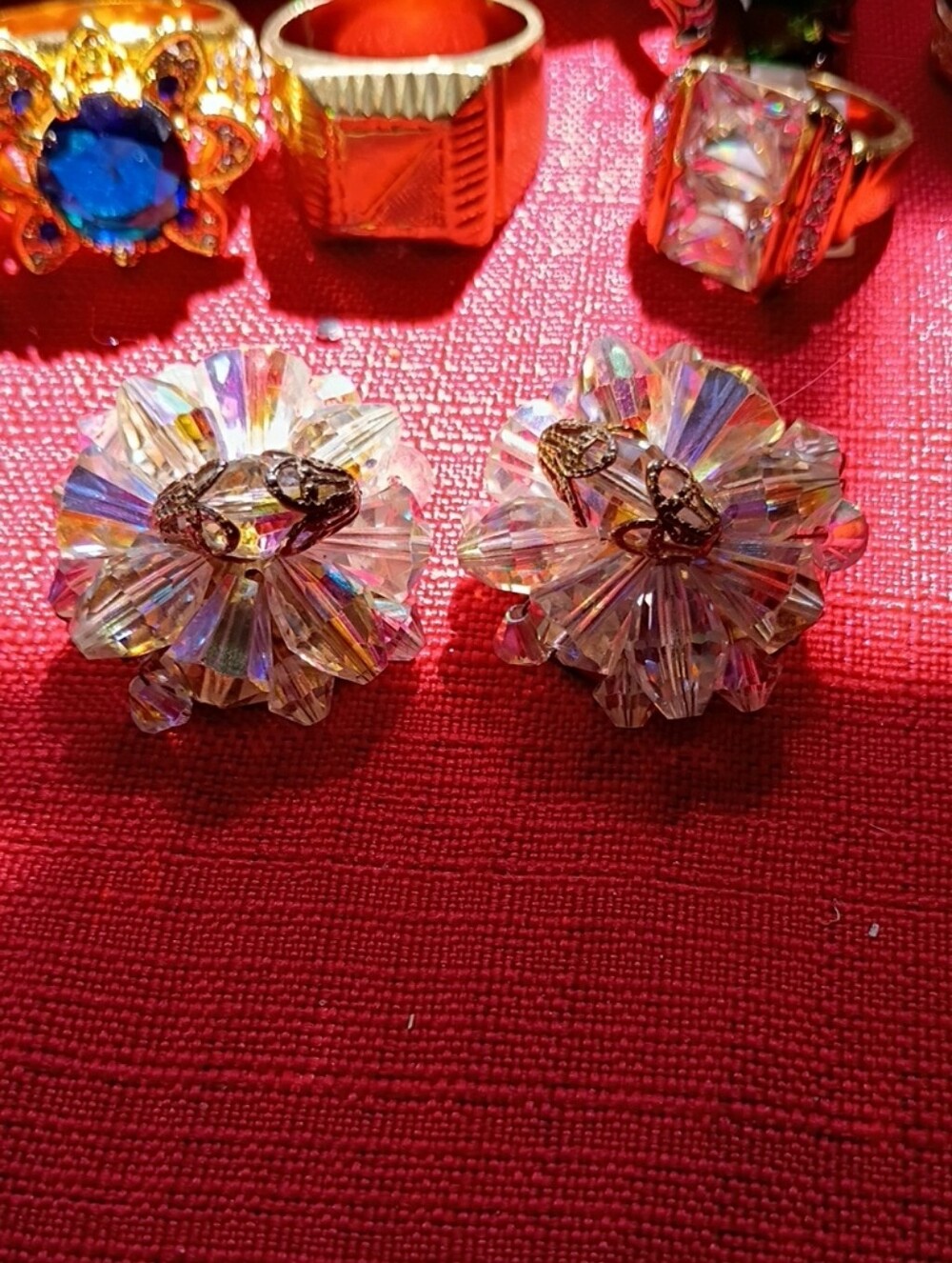 Crystal Aurora Clip-On Earrings - Iridescent